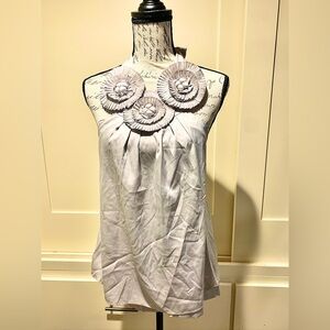 Minuet Petite Light Gray Halter Camisole with Rosette Neckline